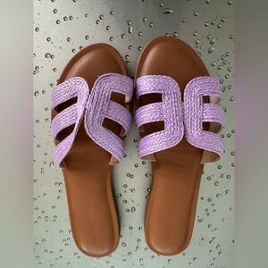 The Drop Monika Lavender Raffia Sandal in size 10 US